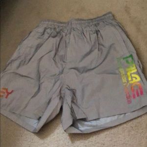 Palace Oakley grey reflective red green shorts